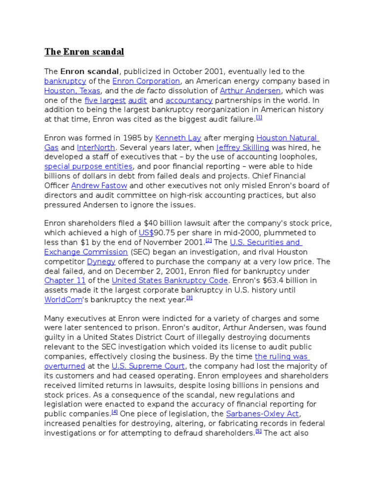 The Enron Scandal | PDF | Enron | Accounting