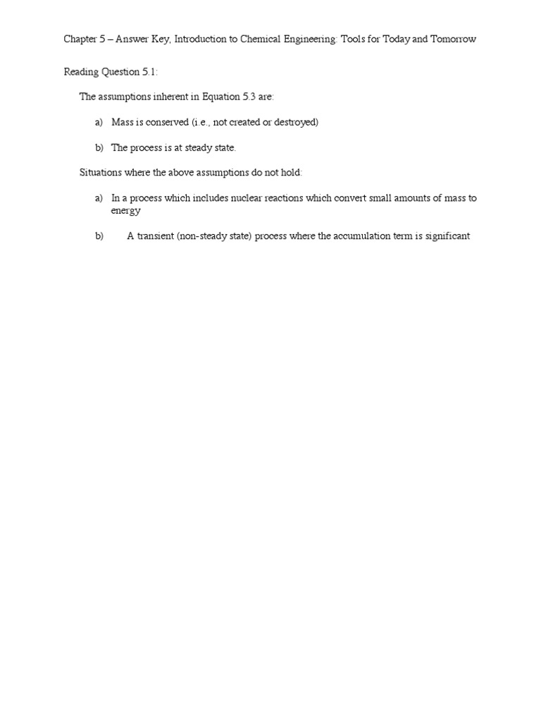 Introduction To Chemical Engineering Tools For Today And Tomorrow
