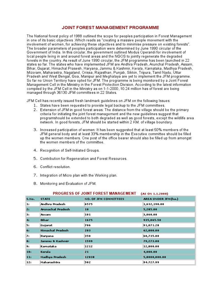 Joint forest management legislation picture
