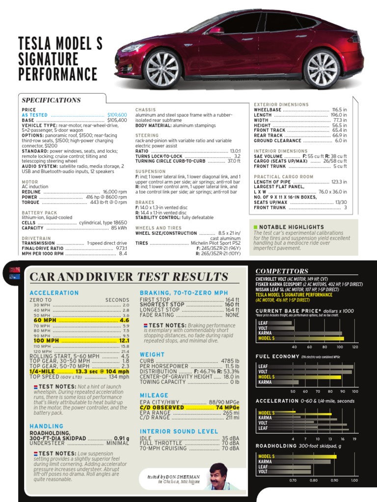 Tesla Model S Performance Specs | PDF | Technology & Engineering ...