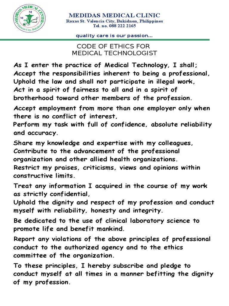 Medical Technology Code of Ethics Dignity Applied Ethics