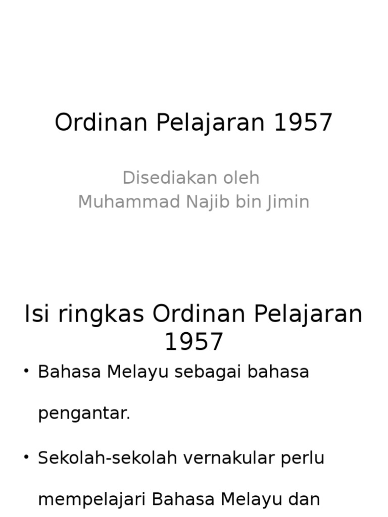 Ordinan Pelajaran 1957 Pdf