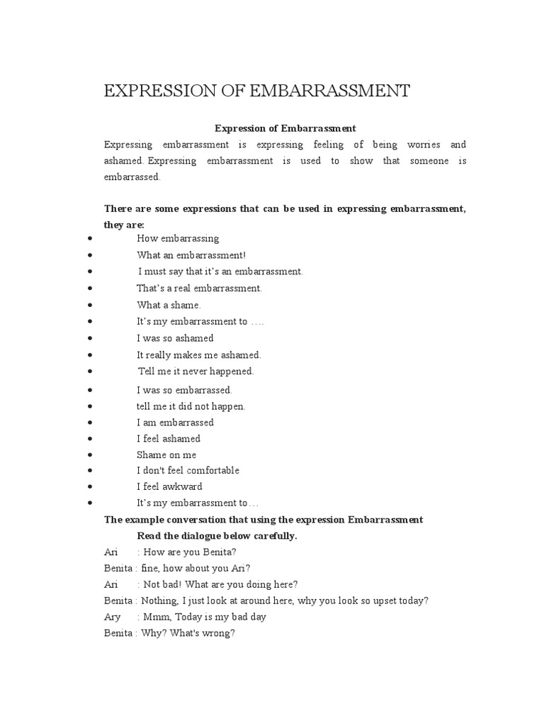 Expressions of Embarrassment Explained | PDF