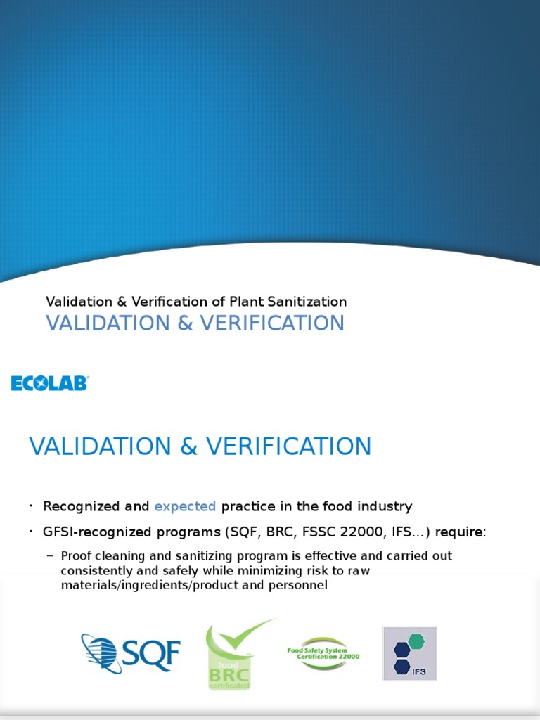 Plant Sanitization Validation Guide | PDF | Verification And Validation ...