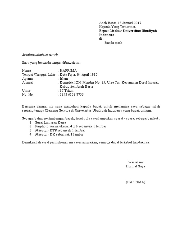 Surat Lamaran Kerja