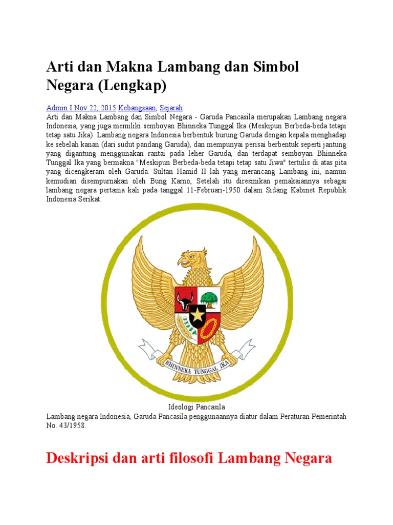 Arti Dan Makna Lambang Dan Simbol Negara Docx