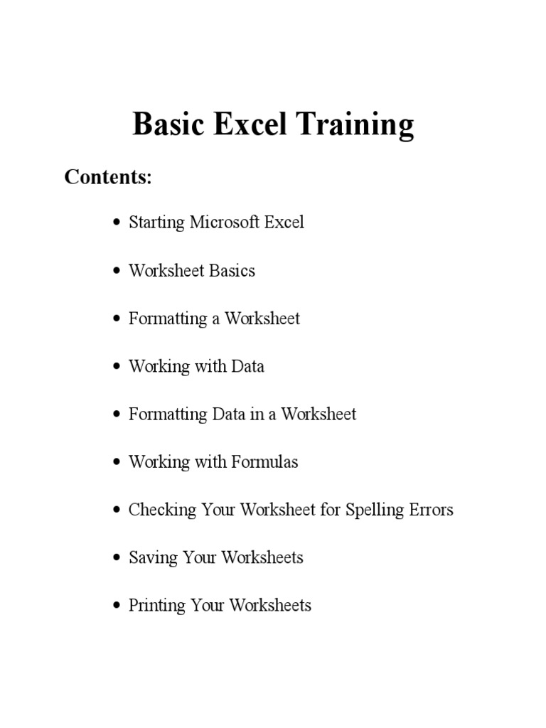 Basic Excel Training: Contents | PDF
