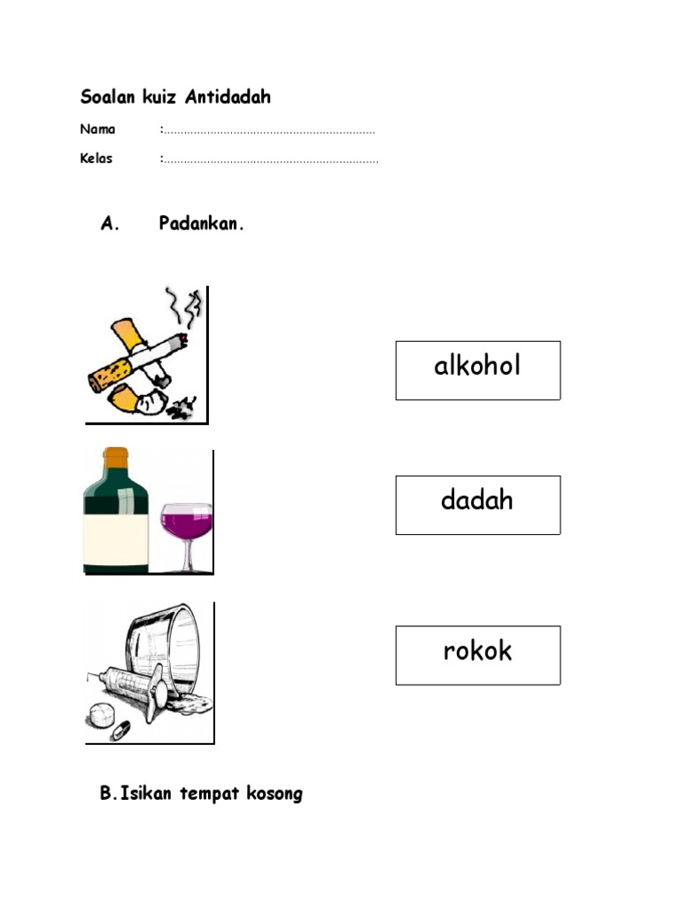 Soalan Kuiz Antidadah Tahun 1 | PDF