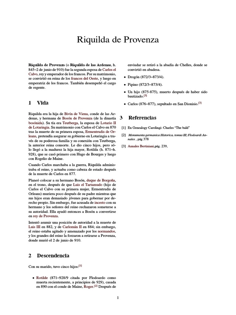 Riquilda de Provenza PDF Monarquía Francia medieval
