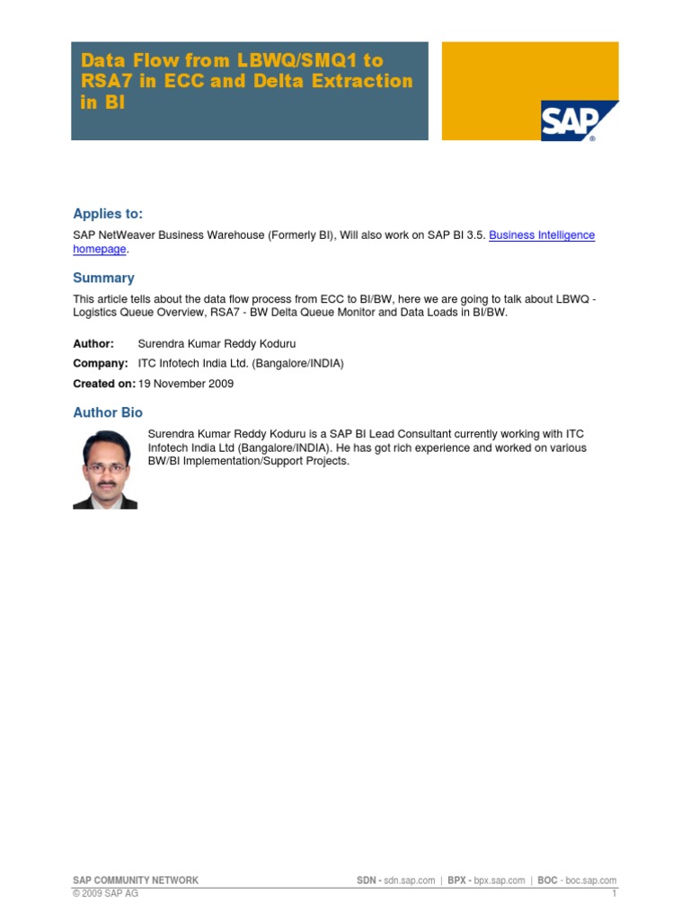 Data Flow From lbwqsmq1 To Rsa7 in Ecc and Delta Extractio in Bi PDF ...