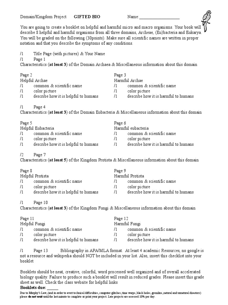 Domain Kingdom Project  PDF  Archaea  Domains (Biology) Intended For Domains And Kingdoms Worksheet