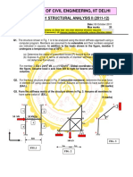 Department of Civil Engineering, Iit Delhi: Minor Ii:Cel331 Structural Analysis Ii (2011-12)