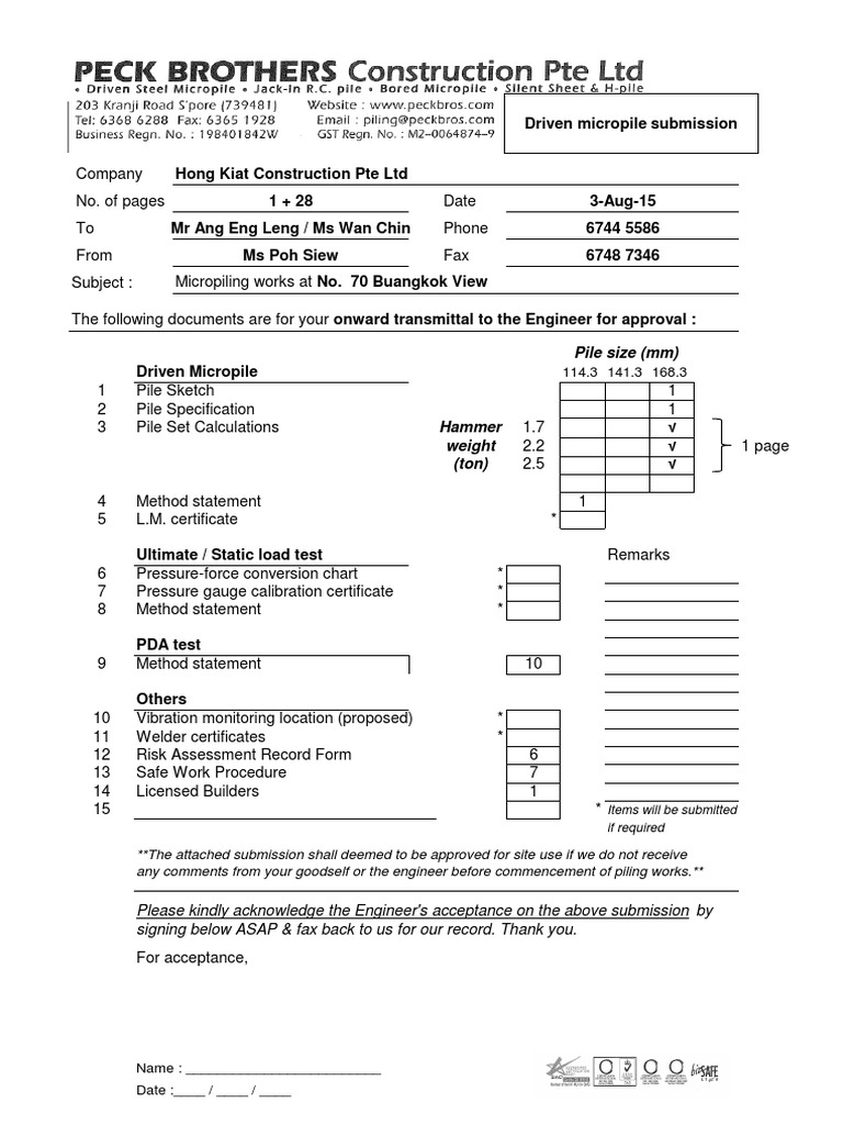 Micropiling Submission for Buangkok View | PDF | Deep Foundation | Welding
