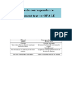 Table de Correspondance OPALE