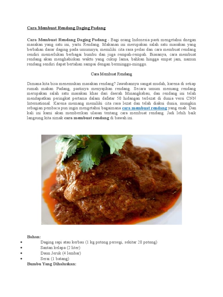 Cara Membuat Rendang Daging Padang | PDF
