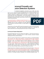 Personal Firewalls and Intrusion Detection Systems