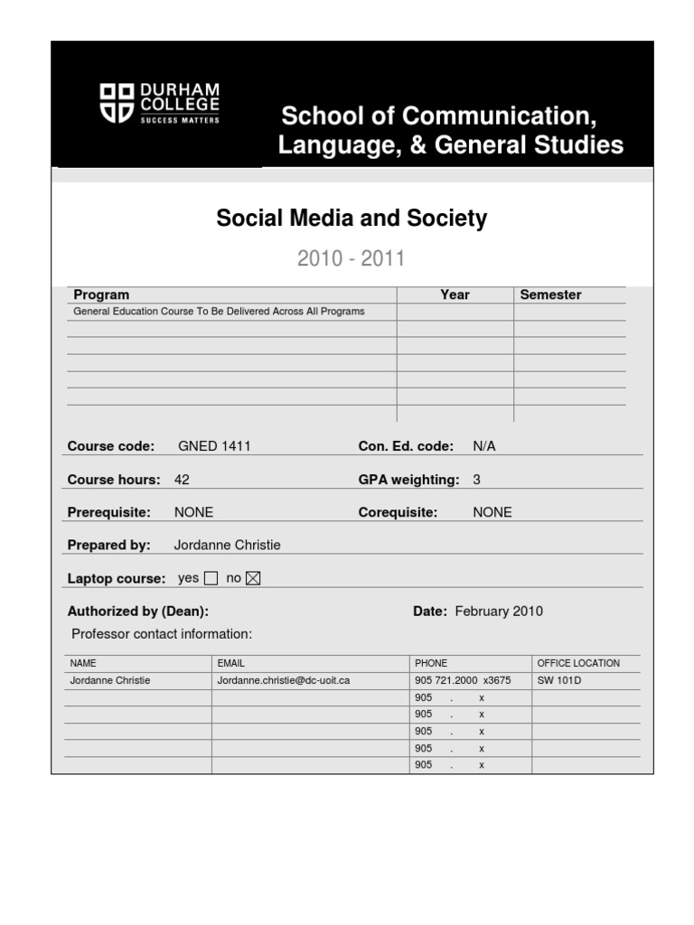 Social Media Course Outline