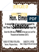 Certificate of Appreciation: Hon. Elmer L. Samanion