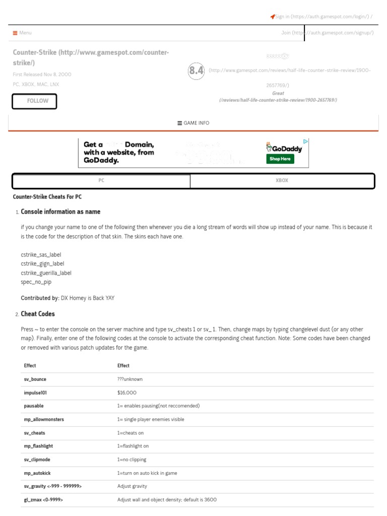 CounterStrike Cheats GameSpot Strategy Guide Cheating In Video