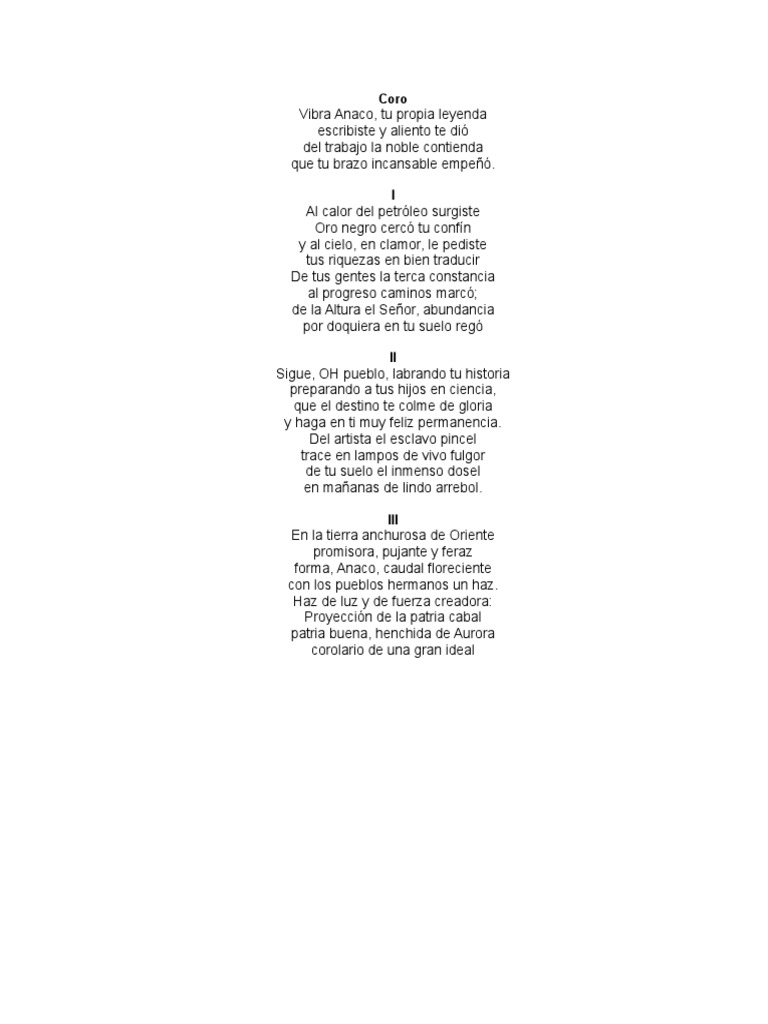 Himno de Anaco: Legado y Progreso | PDF