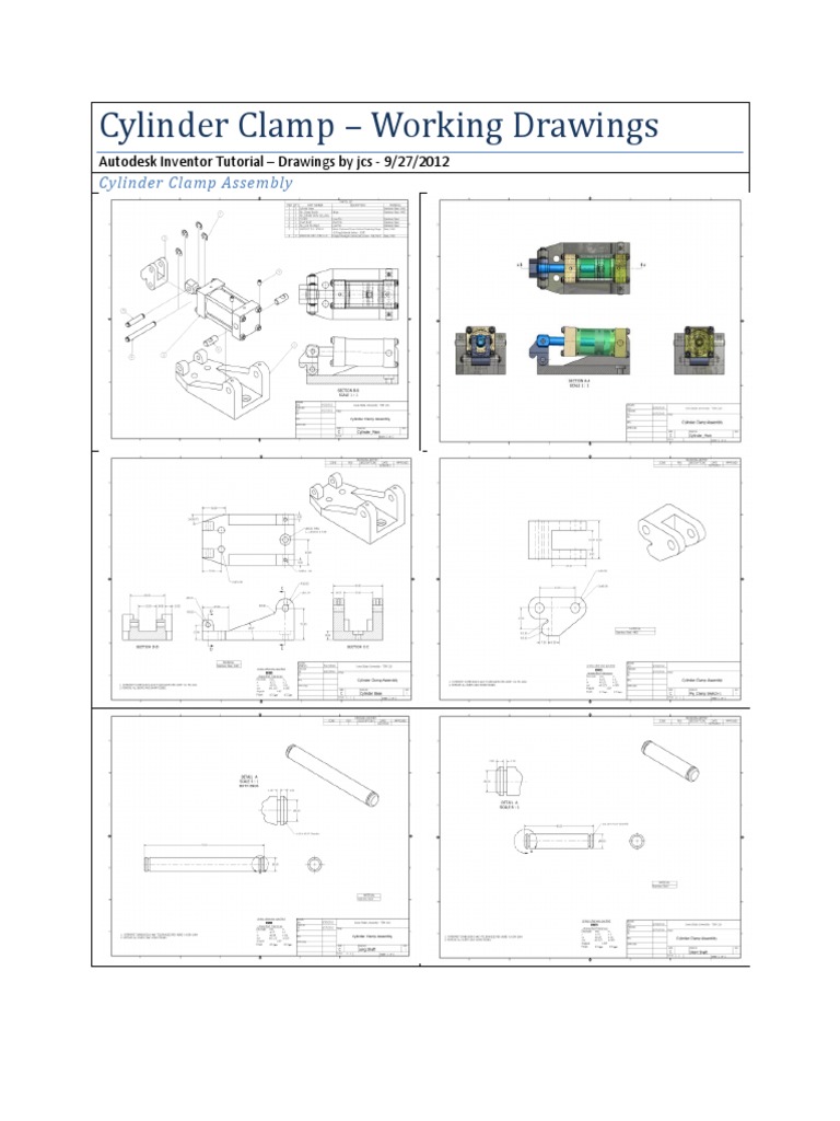 Cylinder Clamp Working Drawings | Download Free PDF | Computing And ...