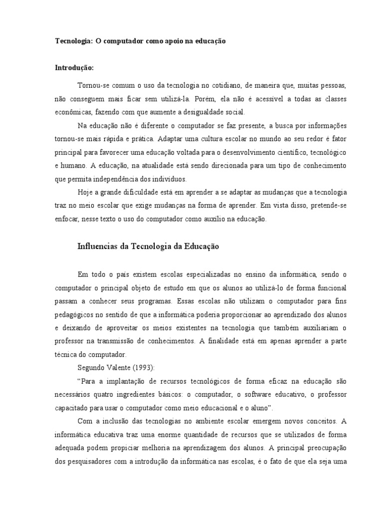 O Uso Da Tecnologia Abordada Nesse Texto Tem Por Objetivo