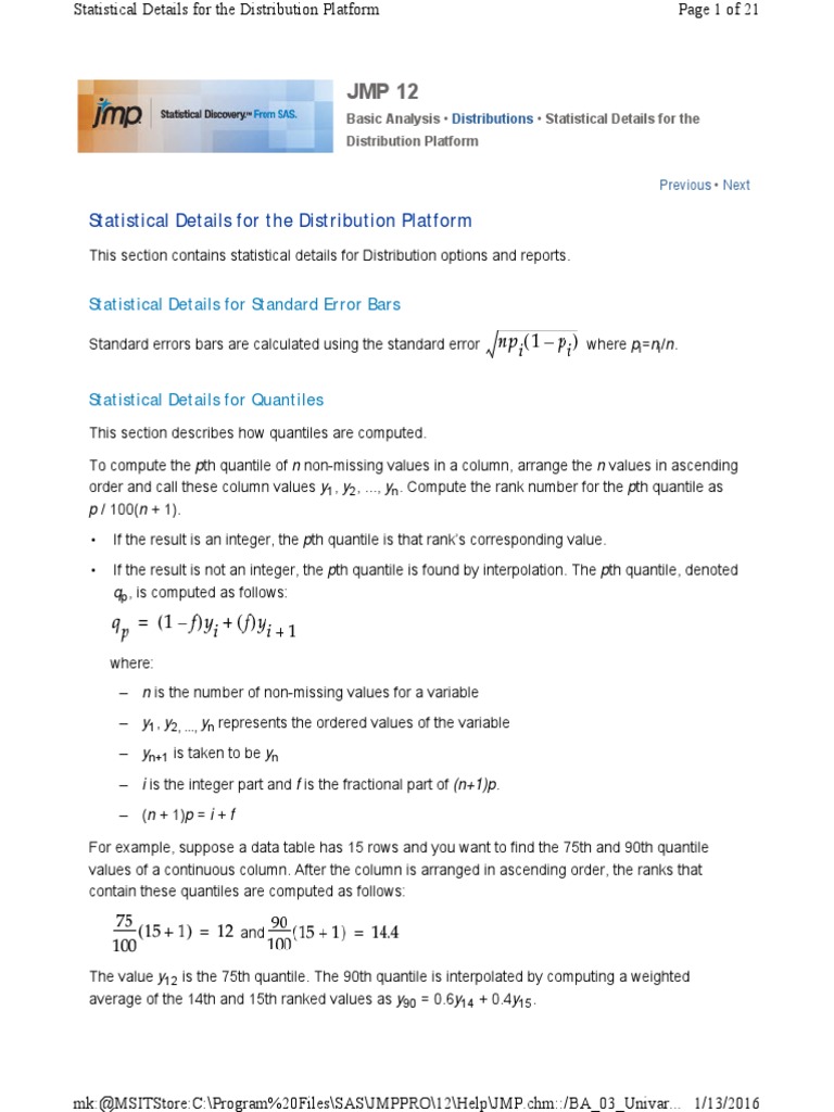 JMP Statistical Analysis Overview | PDF | Normal Distribution | Poisson ...