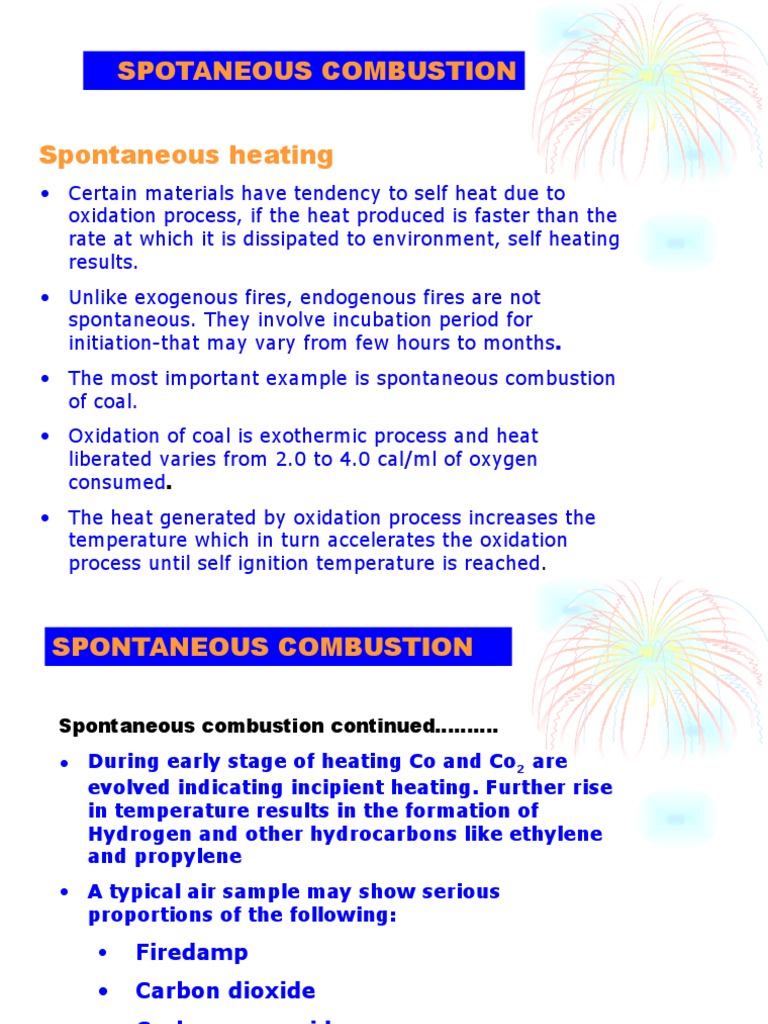 Spontaneous Combustion Combustion Coal