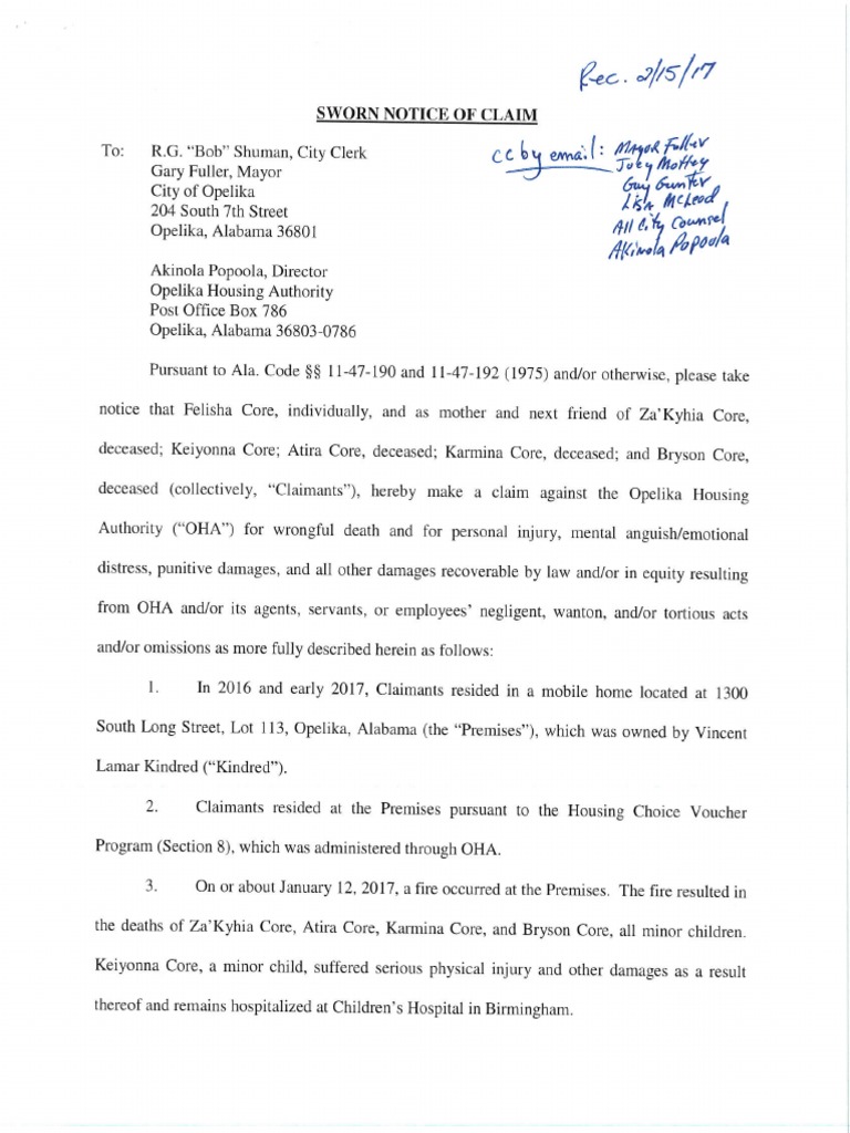Core Claim Notice | PDF
