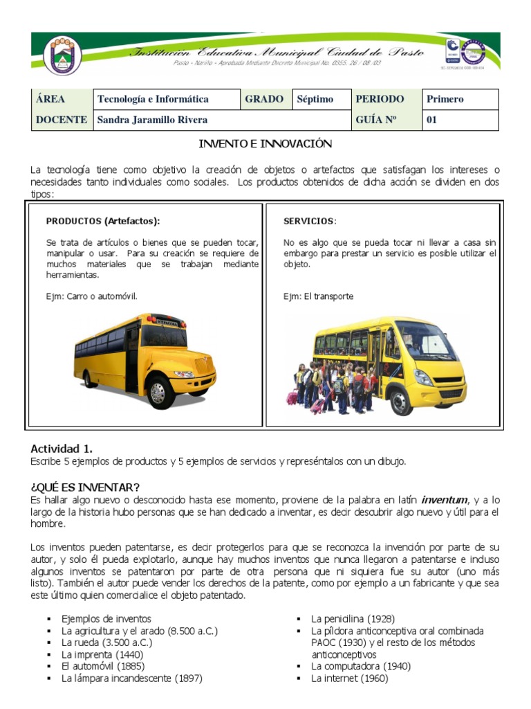 Guía 01. Invento e innovación.pdf Innovación Invención