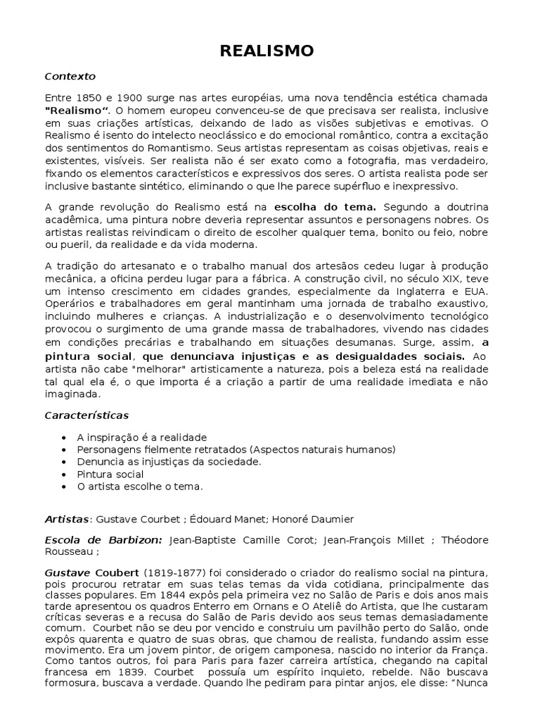 A Arte do Realismo: História e Impacto | PDF | Realismo (artes) | Pinturas