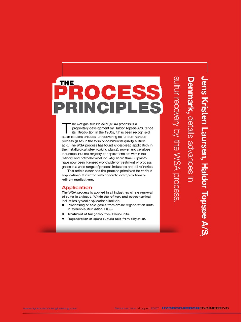 Topsoe Wsa Process Principles 0 | PDF | Oil Refinery | Sulfur Dioxide