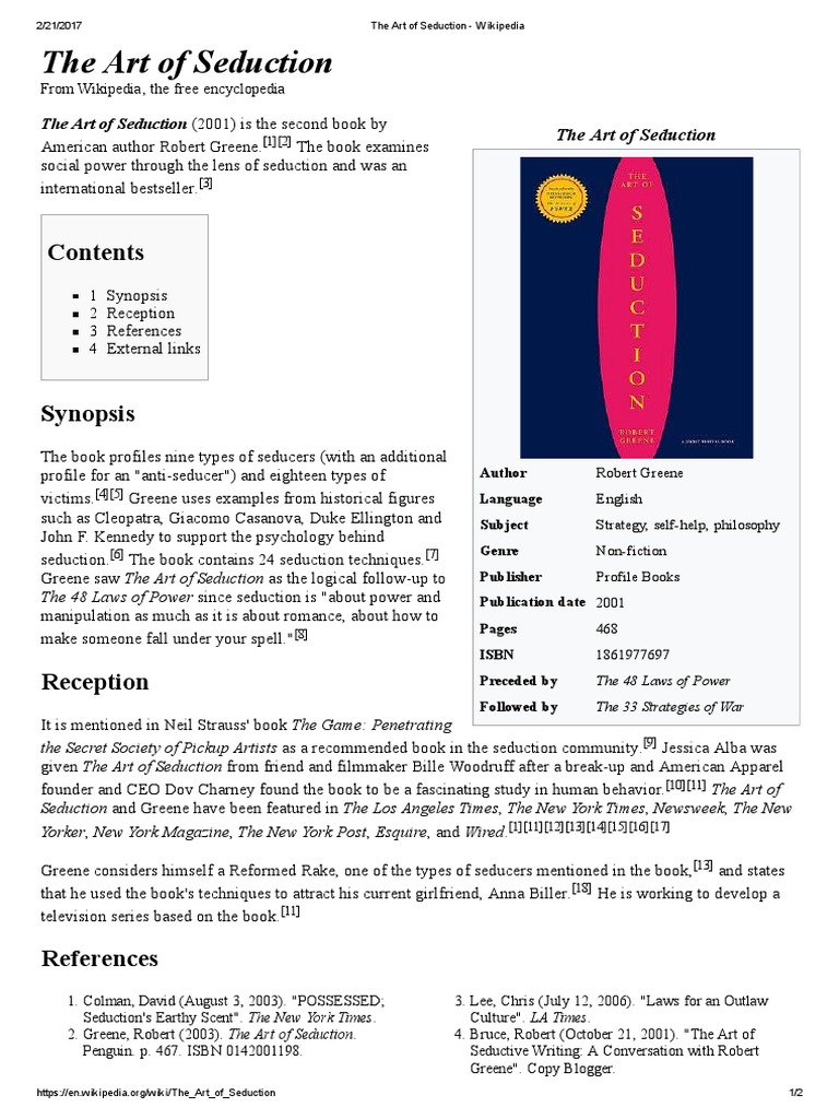 The Art of Seduction - Wikipedia | Books | Sex