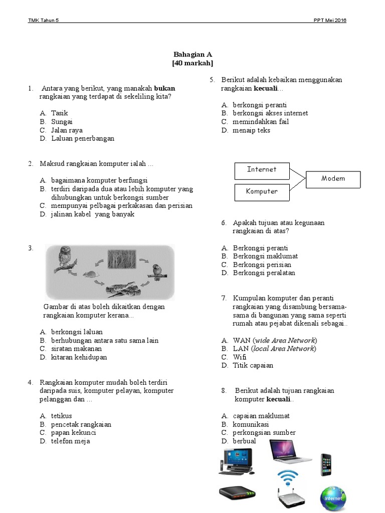 soalan Peperiksaan Pertengahan tahun TMK tahun 5