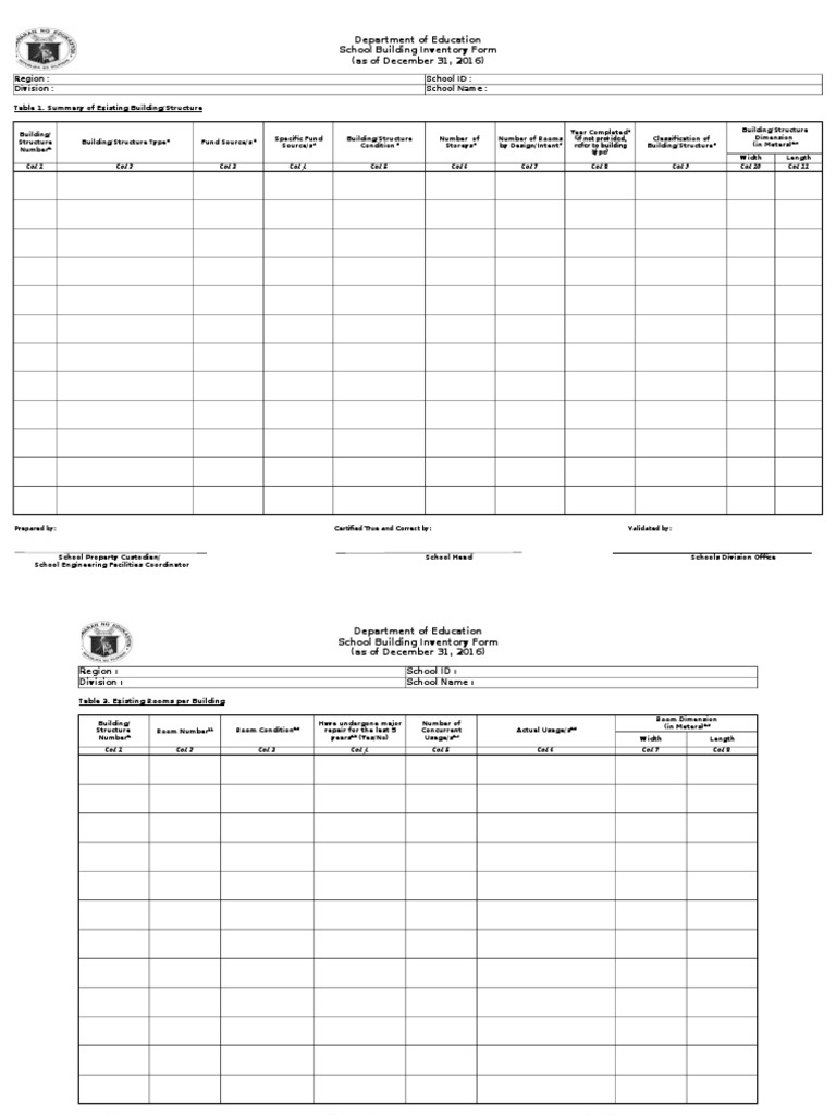 School Building Inventory Form Guide | PDF
