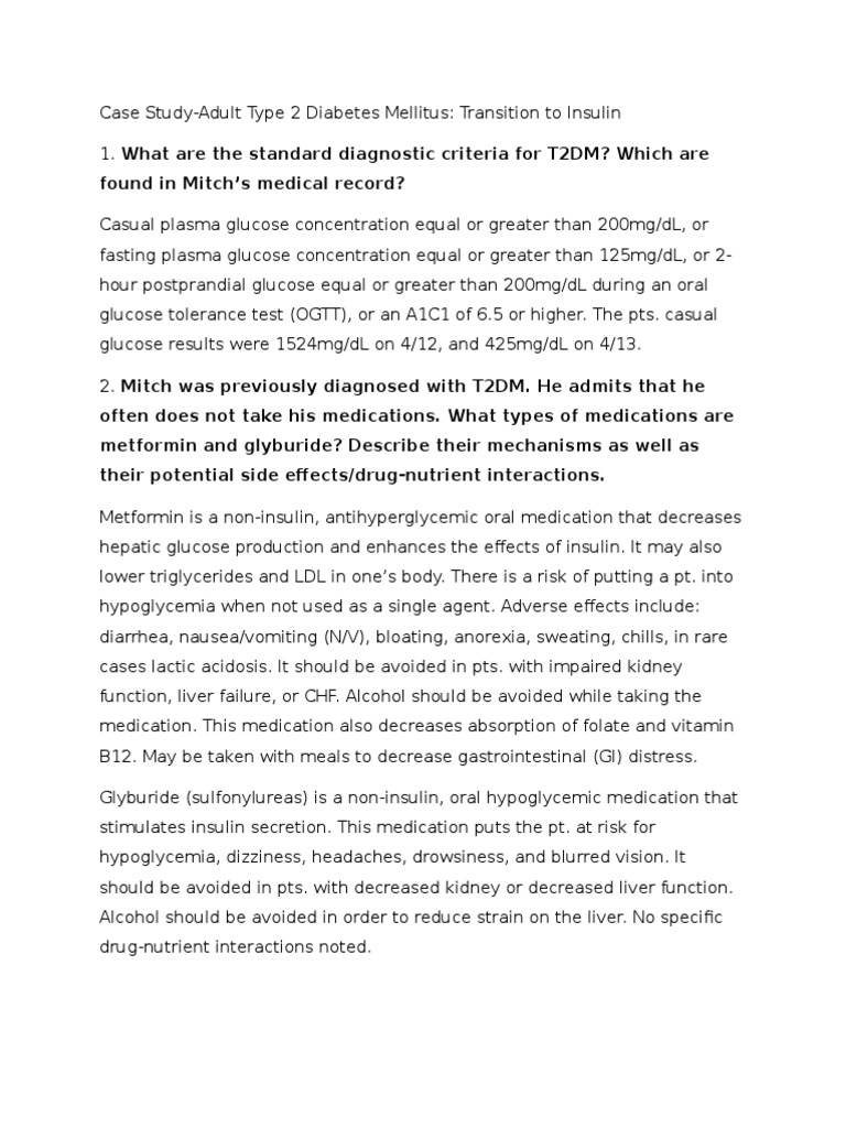 case study type 2 diabetes mellitus