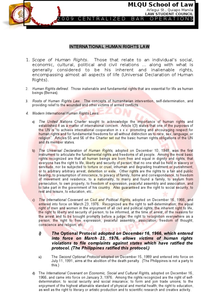 Overview of International Human Rights Law | PDF | Geneva Conventions ...
