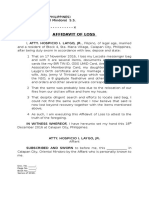 Affidavit of Loss Documents
