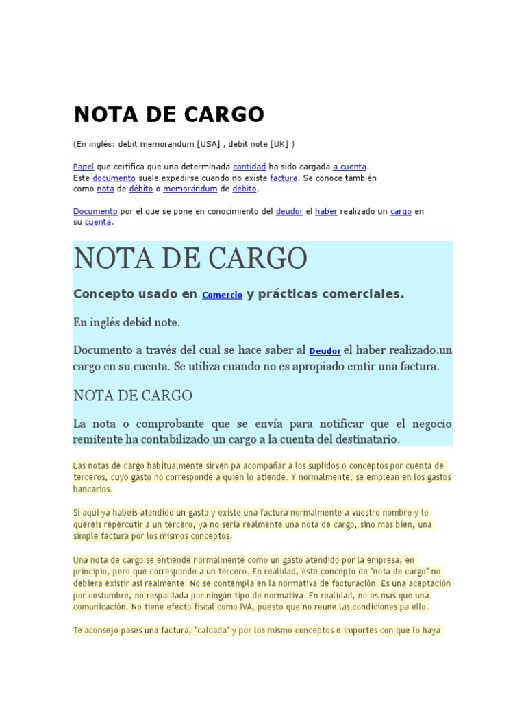 Nota de Cargo PDF