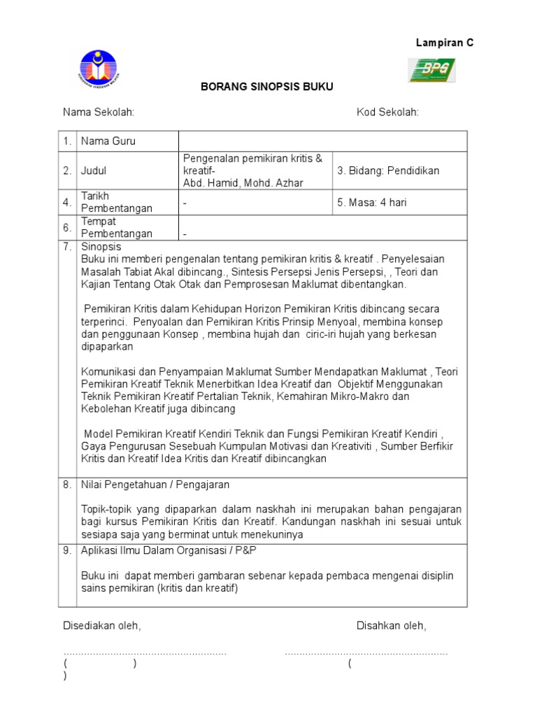 Contoh Sinopsis Buku Untuk LADAP