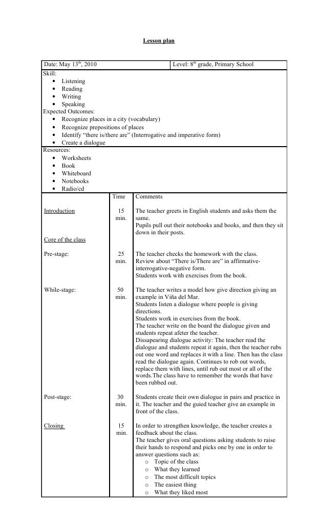 8th Grade ESL Lesson Plan: City Vocabulary | PDF | Lesson Plan ...