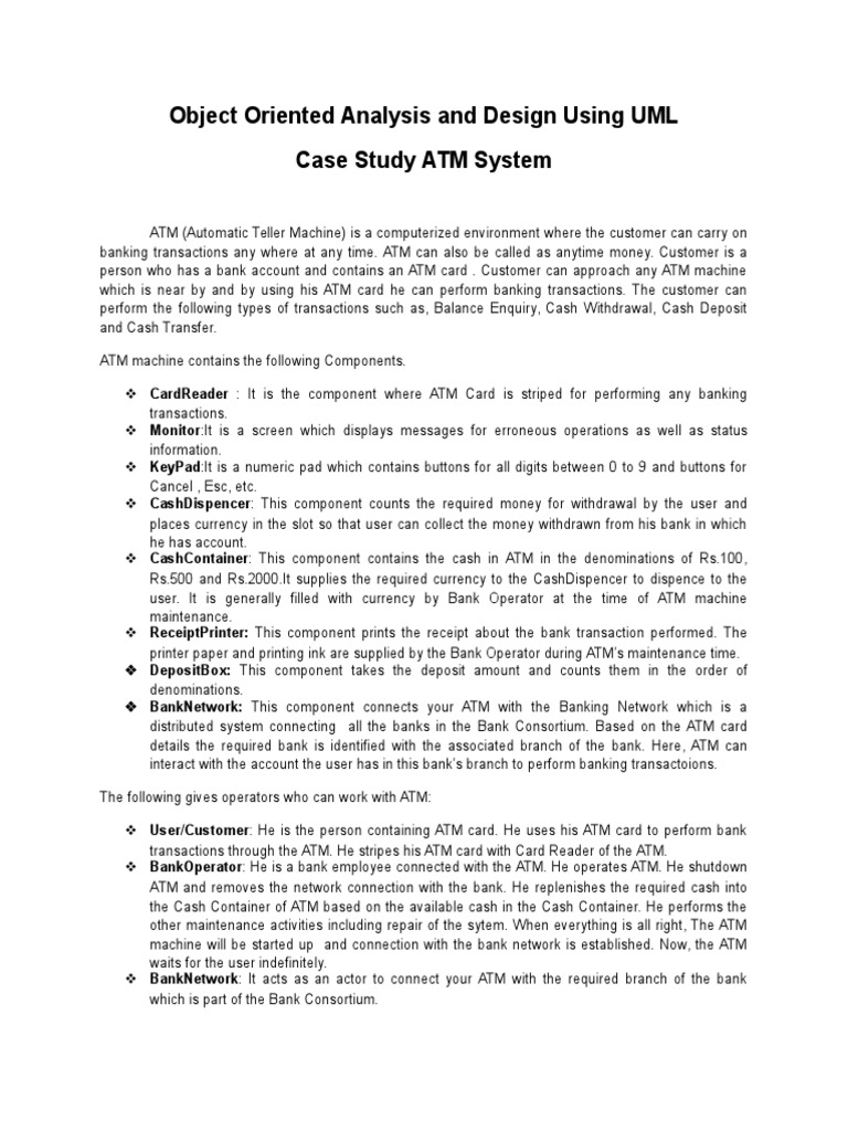 Ooad Atm | PDF | Automated Teller Machine | Personal Identification Number