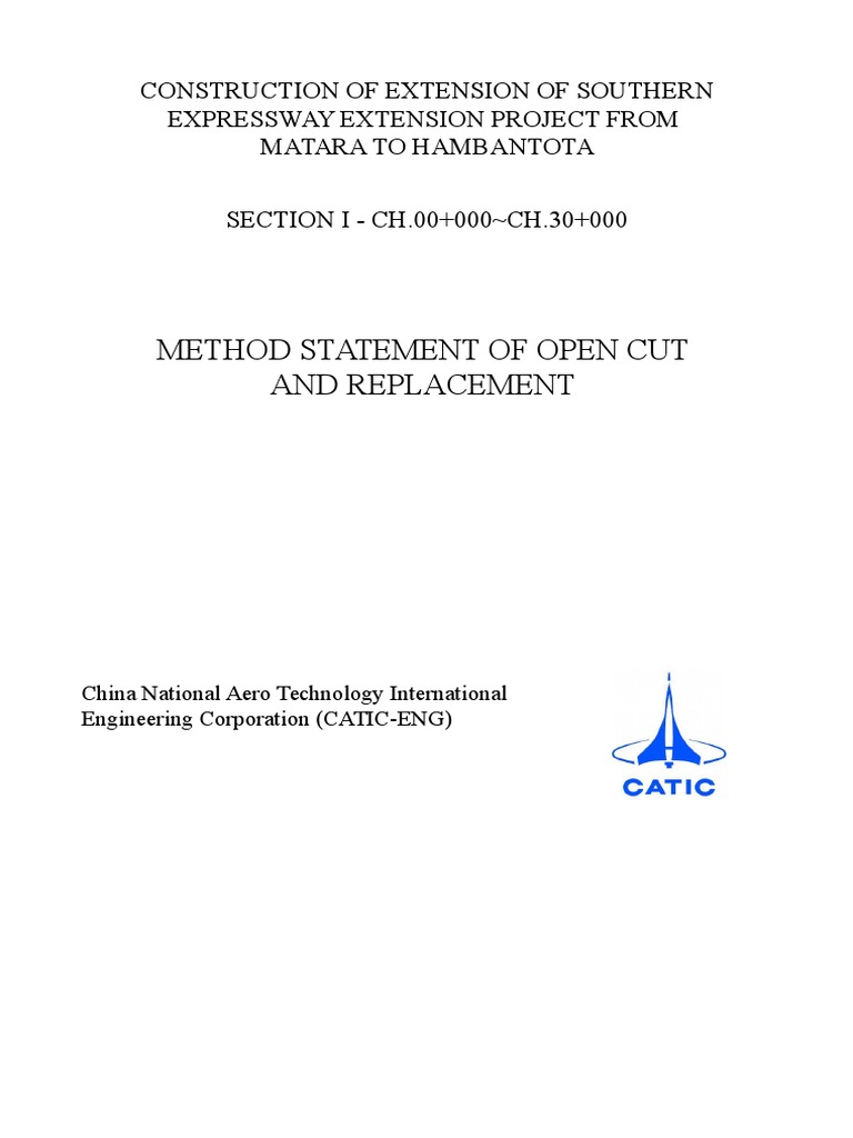 Method Statement of Open Cut PDF Road Excavation (Archaeology)