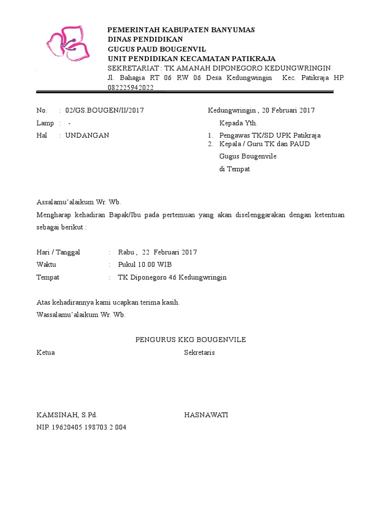 Contoh Kop Surat Gugus Paud Contoh Kop Surat