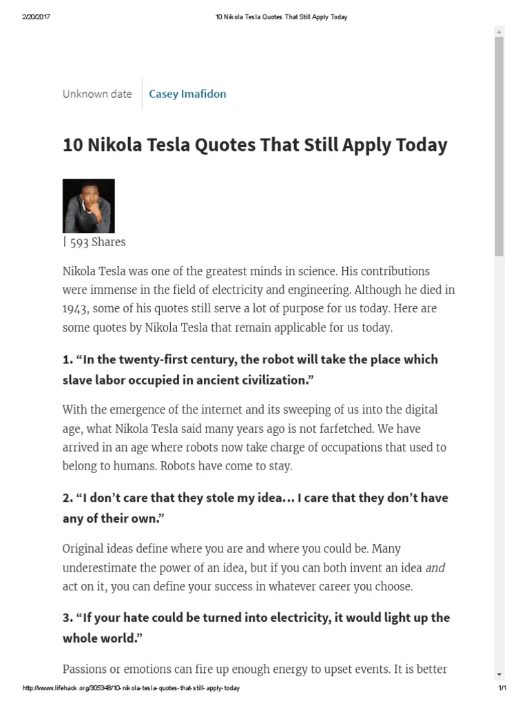 10 Nikola Tesla Quotes That Still Apply Today | PDF | Science And