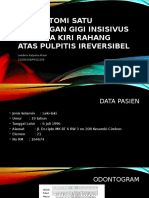 Pulpektomi Satu Kunjungan Gigi Insisivus Pertama Kiri Rahang Atas Pulpitis Ireversibel