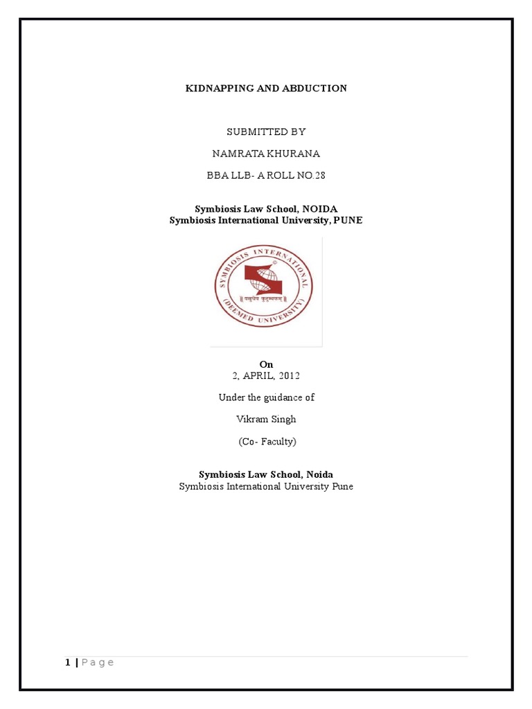 Kidnapping And Abduction Pdf Kidnapping Legal Guardian