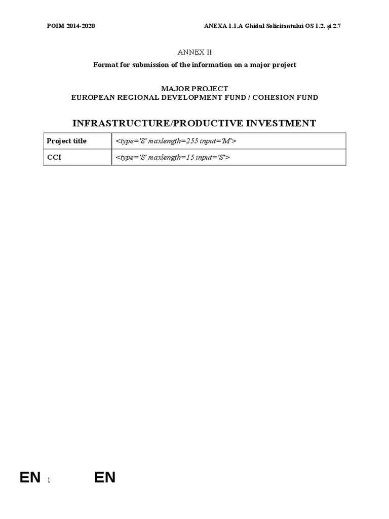 Anexa 1.1 a Model Formular Cerere de Finantare_en | Cost–Benefit Analysis | Feasibility Study