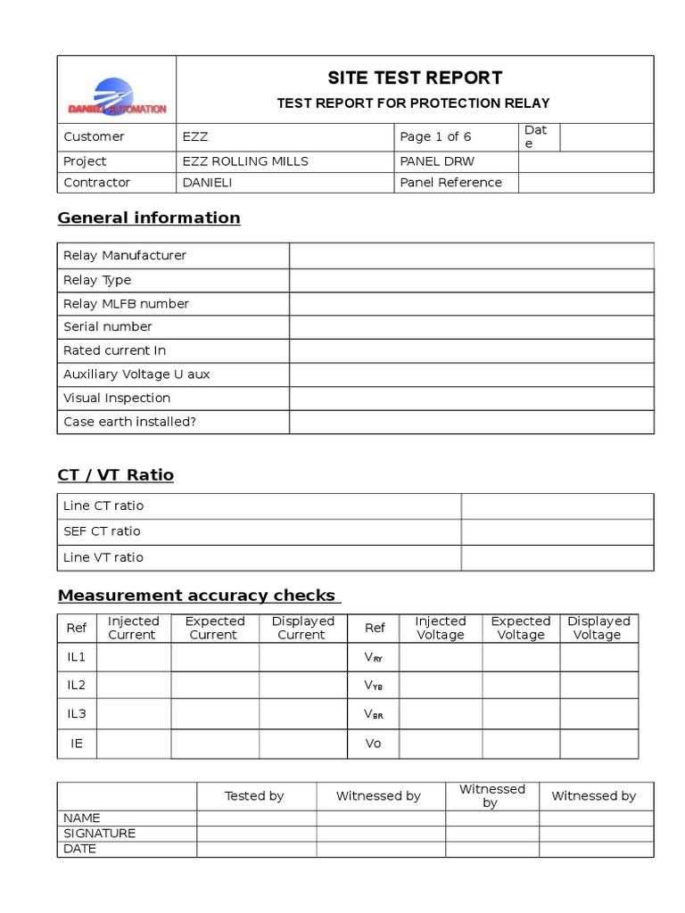 5. Protection Relay Test Report | Manufactured Goods | Electronics