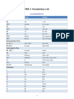 HSK 1 Vocabulary List PDF